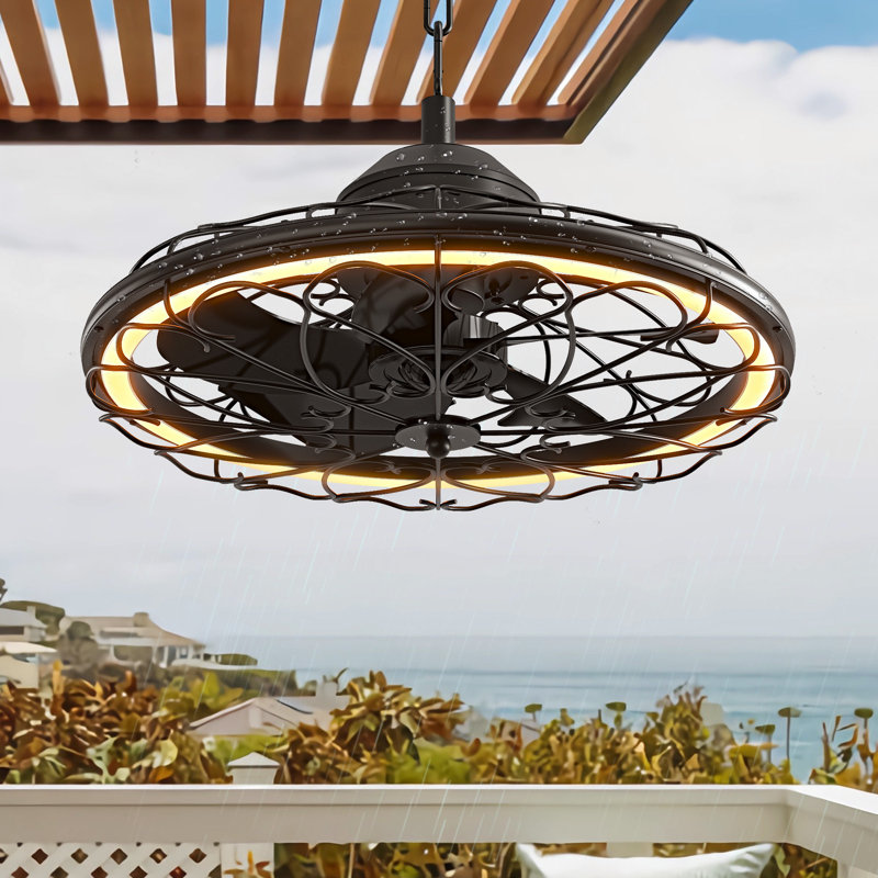 Ventilateurs de plafond en cage imperméables 20 "avec lumières, ventilateur de pavillon pour patio et porche