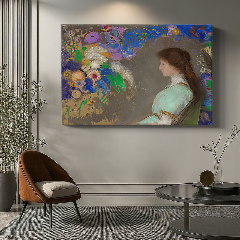 Odilon Redon «Portrait of Violette Heymann» - Art mural sur toile tendue de qualité musée, 12 x 18