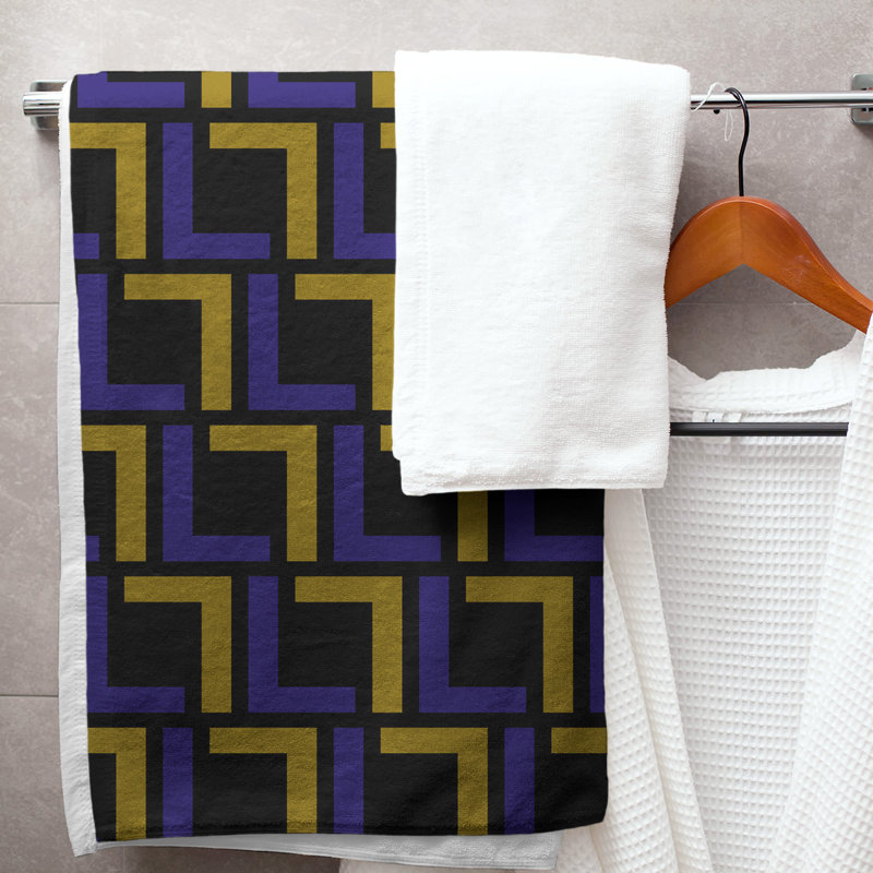 Bath Towel, Black/Purple/Metallic Gold