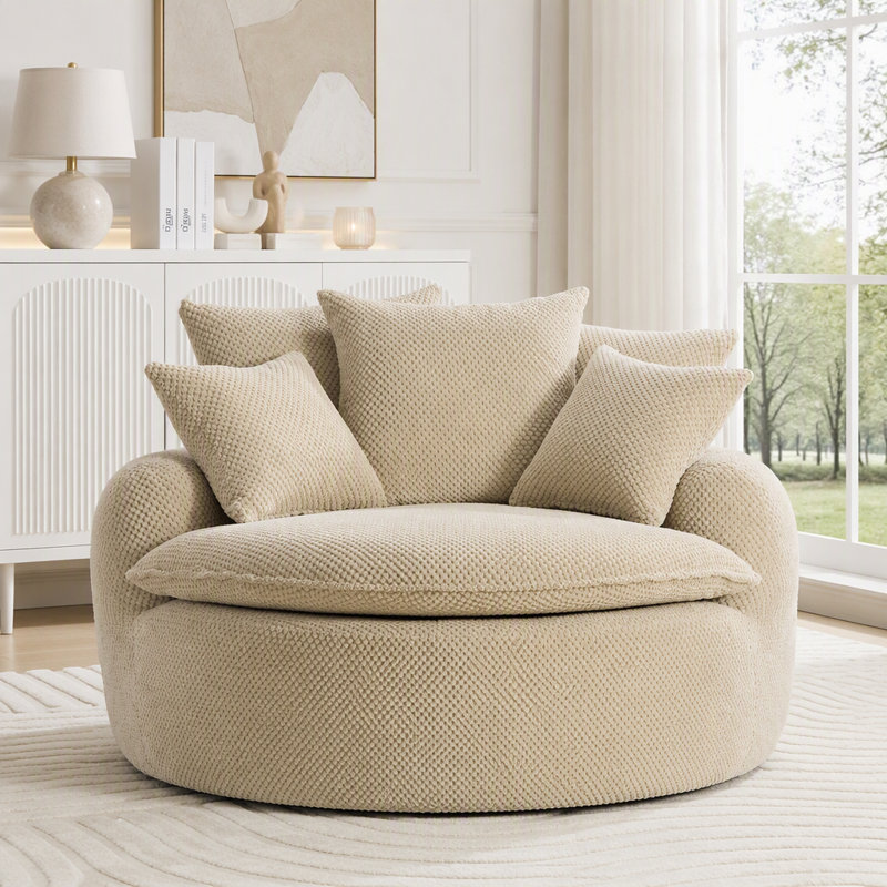 Chaise longue surdimensionnée avec repose-pieds, Tissu taupe, 2