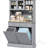 68" Gray Kitchen Pantry Storage Cabinet With Electrical Charging. Freestanding Glass Doors & Adjustable Shelf. For Various Spaces. 2 Tilt Out Trash Cabinets. Built-in Ac Outlets And Ports. Spacious
