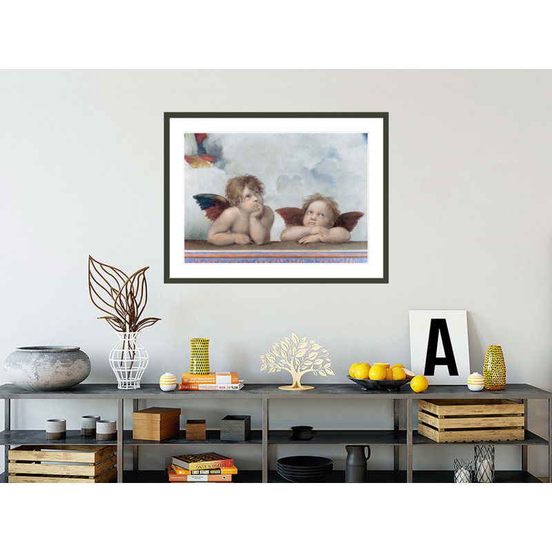 Putti de la Madone Sixtine par Raphael, H 31,62 po x l 41,5 po