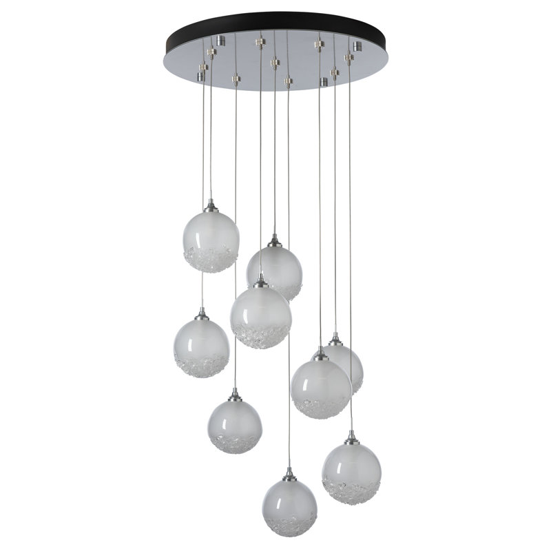 Fritz 9 - Light Cluster Globe Pendant, 130" H x 20.5" W x 20.5" D, Sterling