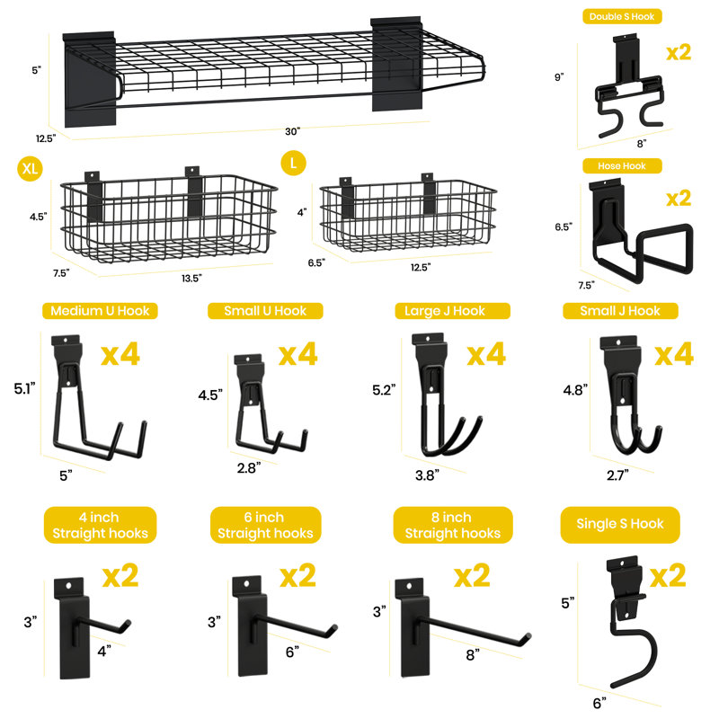 Ensemble d'accessoires 31 pièces, crochets et paniers robustes pour outils de jardin