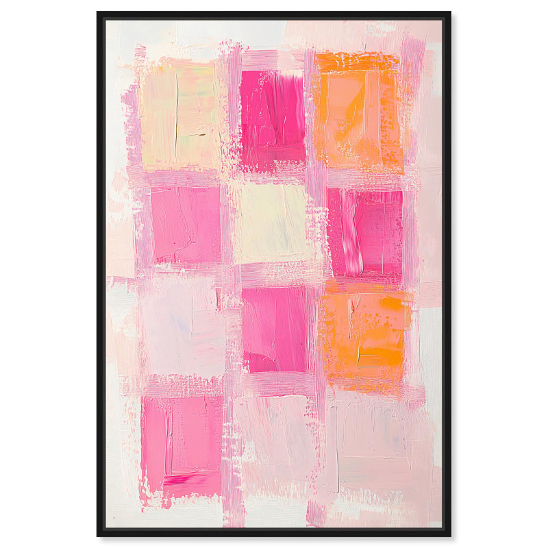 «Color Squares I Canvas Geometric Abstract» par, Cadre flottant noir, H 16 po x l 11 po
