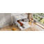 Lit superposé simple au-dessus d'un lit double en bois avec lit gigogne blanc-964431363