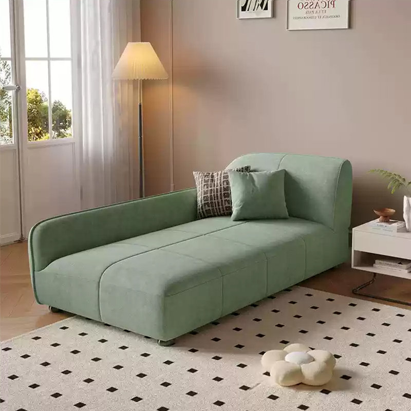 Modern simple solid wood leisure chaise longue, Right Hand Facing, Ice Green
