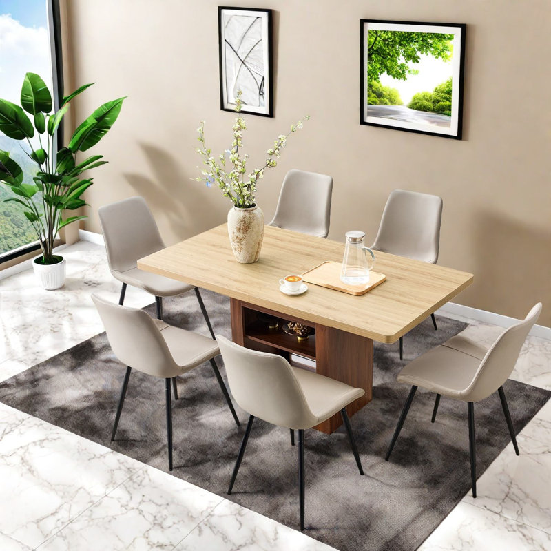 Ensemble de table de salle à manger extensible avec rangement, bois aggloméré, design moderne, pour la maison