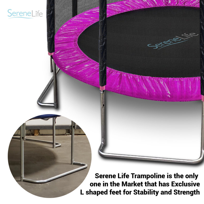 SereneLife 10-Foot Purple Trampoline with Safety Enclosure