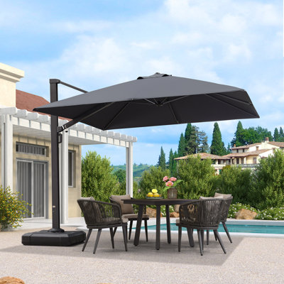 Mcelfresh Square Cantilever Umbrella With Base,Gray