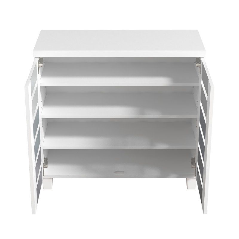 Millan Crete Lismore 12 Pair Shoe Storage Cabinet, White/Stone Gray/Cool Gray/Night Owl
