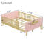 Lit d'enfant standard, lit plateforme en bois avec tête et pied de lit, rose