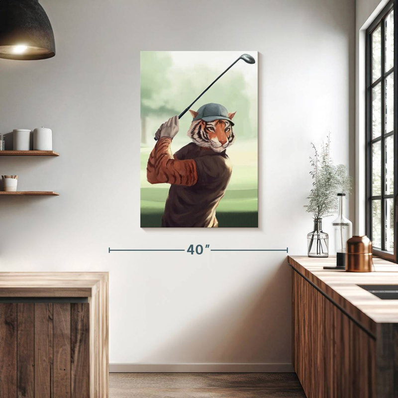 Ketti Tiger jouant au golf, H 39 po x l 26 po