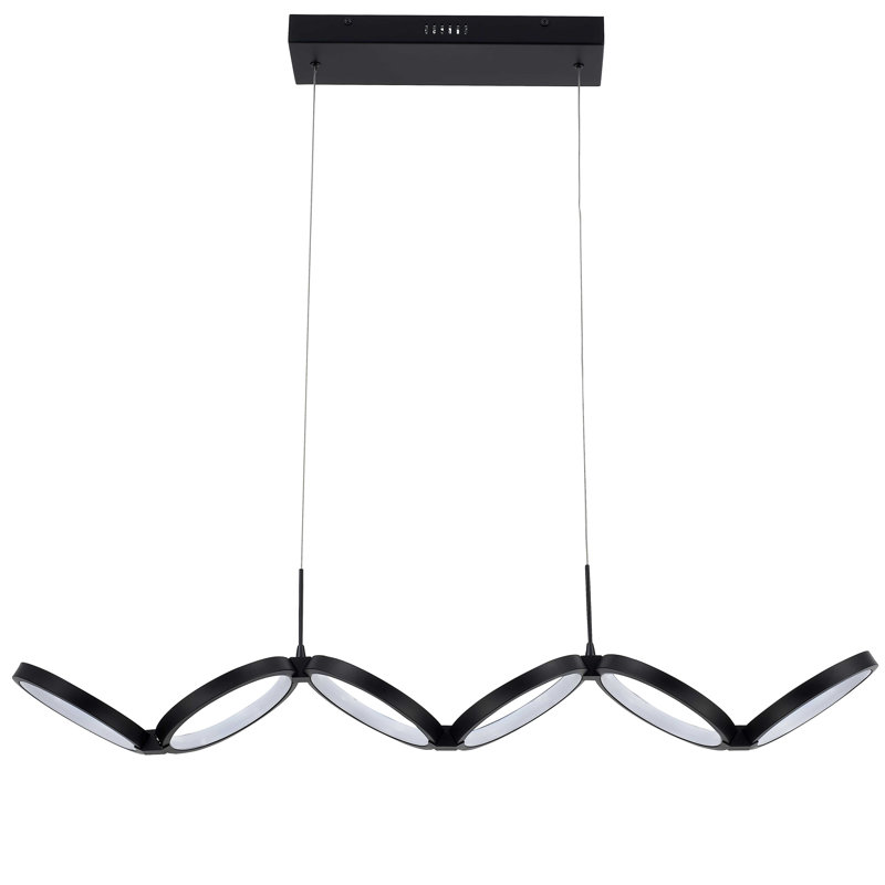 Luminaire suspendu géométrique à DEL 1 lumière Faheemah, Noir mat