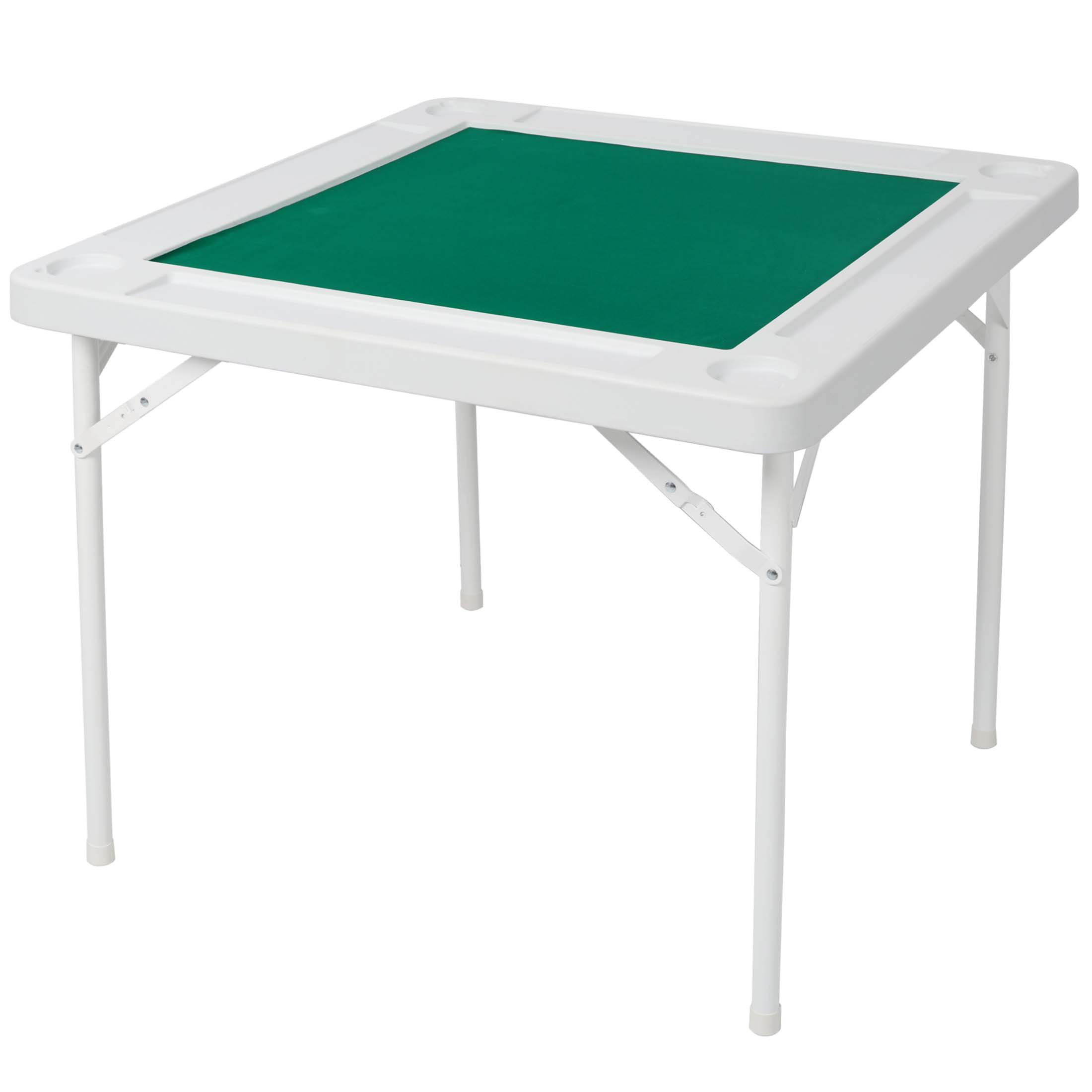 Latitude Run® Square Folding Card Table With Green Felt, Chip Trays ...