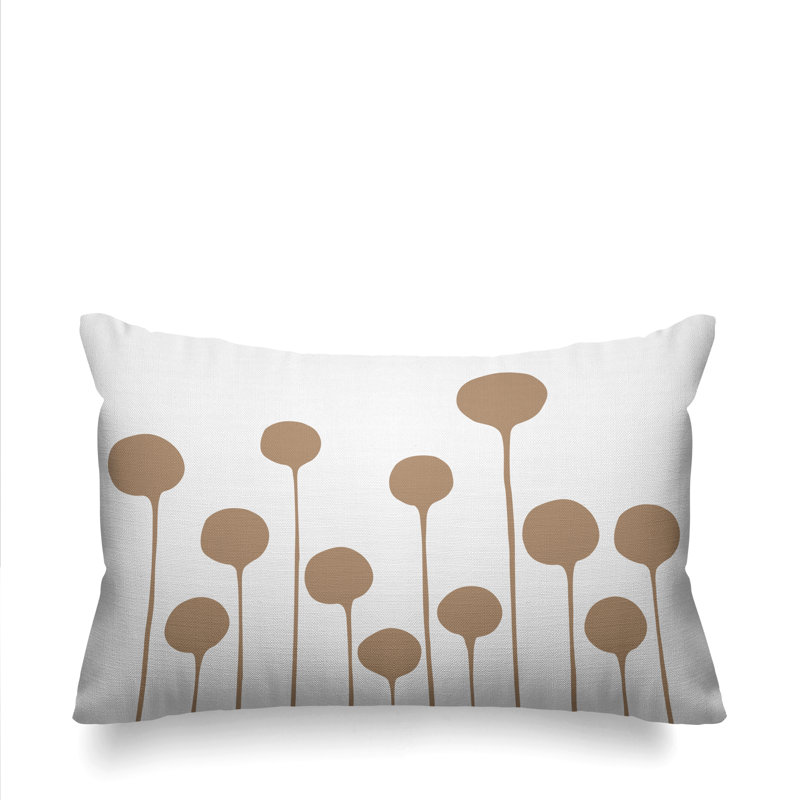 Whitfield Floral Abstract Indoor/Outdoor Throw Pillow, Beige