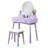 Contemporary Purple Vanity And Stool - Wood With Stool, Round Mirror, 12.6"W Dimension Table , Solid Construction-383855533