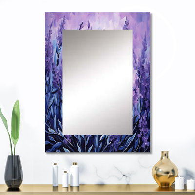 Lavande Serenity 1 - miroir d'herbes, miroir mural décoratif traditionnel, impression d'art en métal