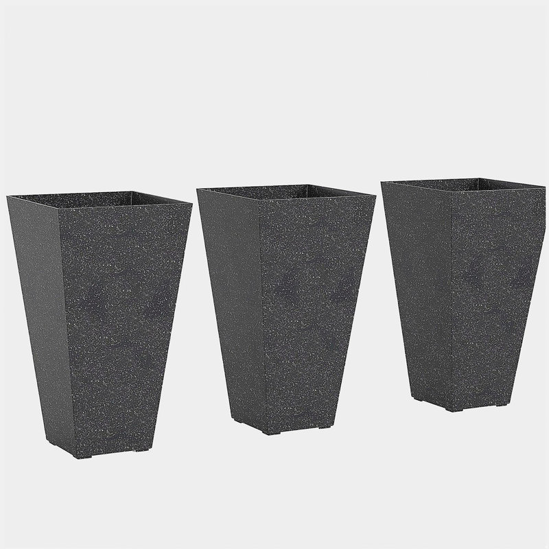 Stackable Taper Planters,Set of 3 Flower Pots,Tall Planters, Black