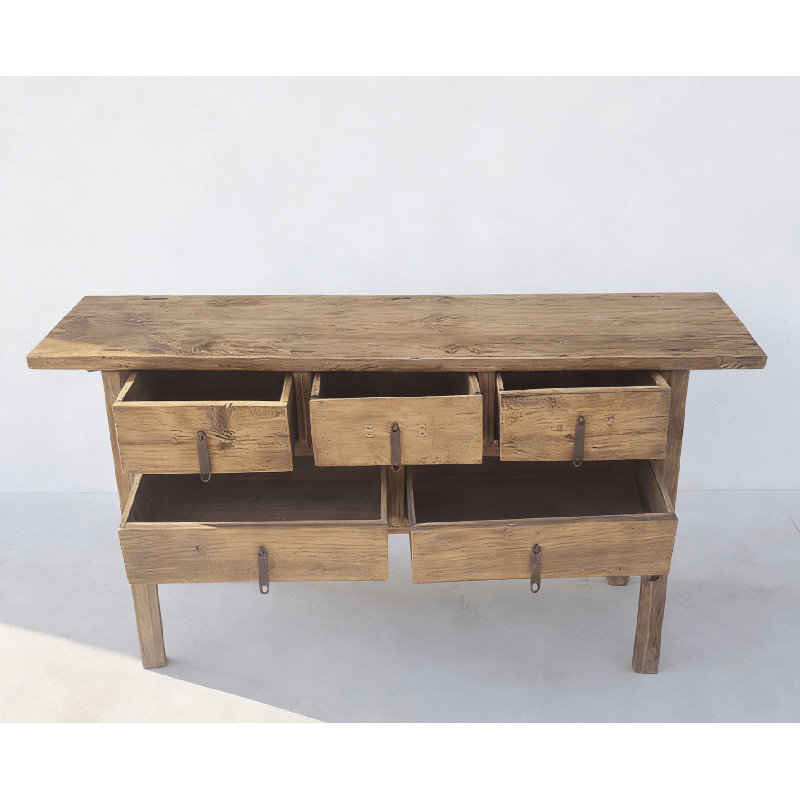 Console antique chinoise avec cinq tiroirs