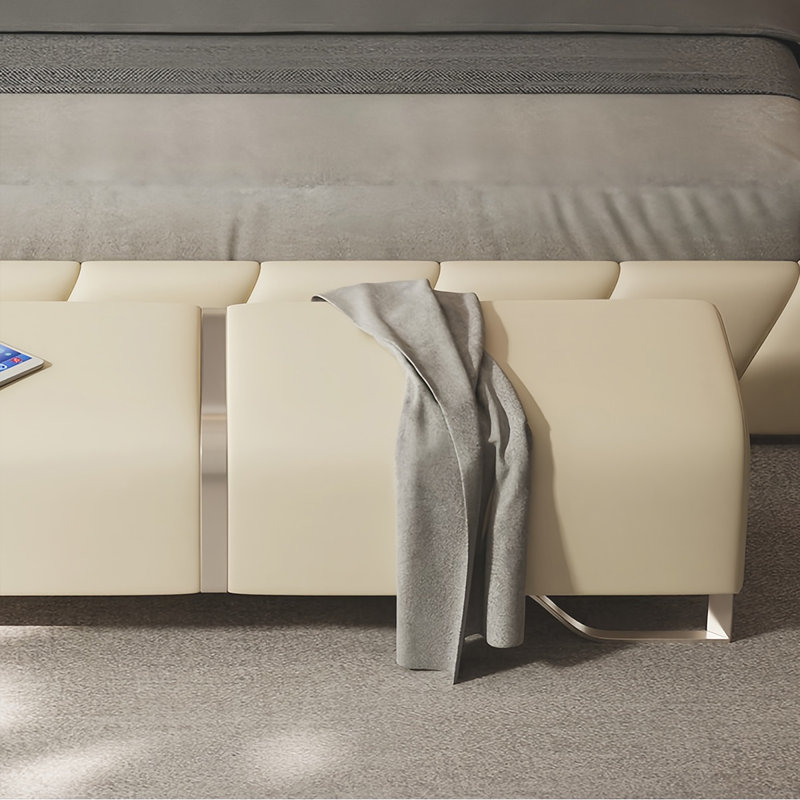 Banc de rangement Seretha, H 16,92 po x l 59,05 po x P 17,71 po, Crème