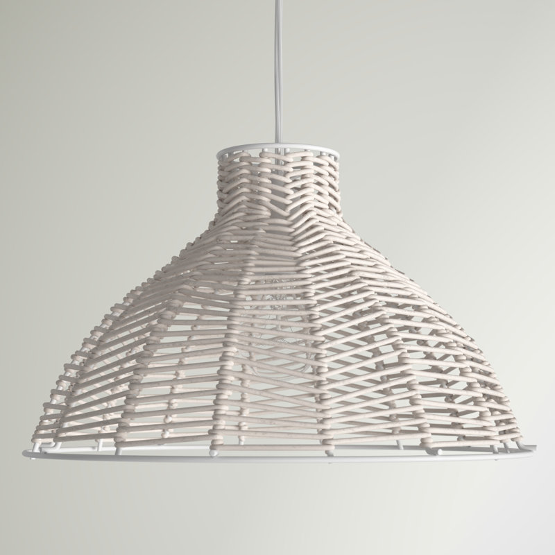 Luminaire suspendu en rotin blanc 1 lumière l 15 po