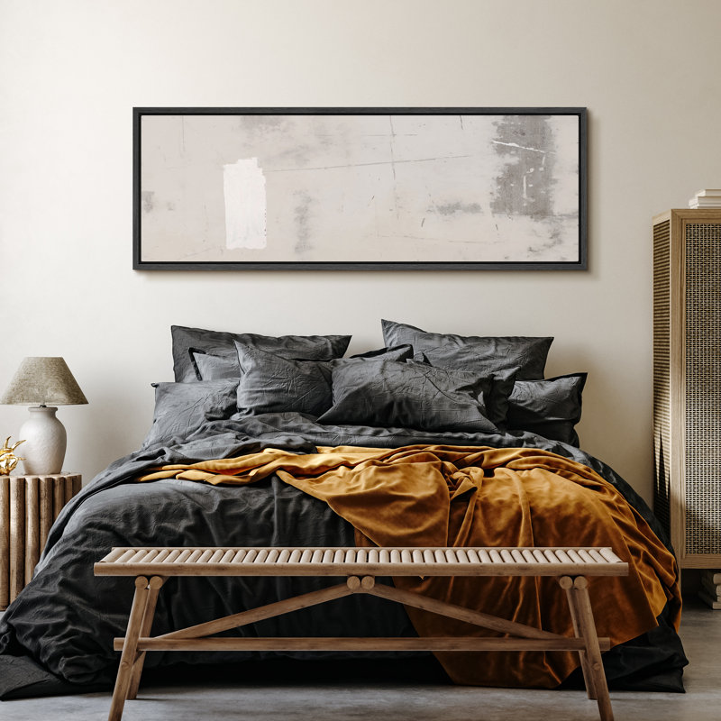 Minimalist " Abstract Minimalist Texture In Neutral Tones Antique Retro Colorful Bedroom Large Wall Decor ", 20" H x 60" W