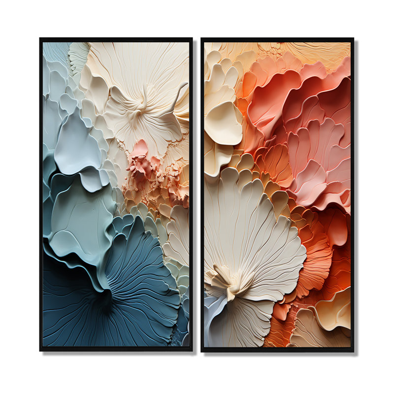 «Beige And Orange Custards Collage II», reproduction d'art sur toile beige, H 32 po x l 32 po, Noir