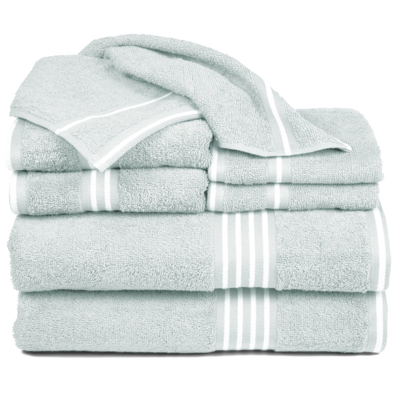 Bremen 8-Piece Towel Set - Cotton Bathroom Accessories with 2 Bath Towels, 2 Hand Towels, 2 Washcloths, and 2 Fingertip Towels