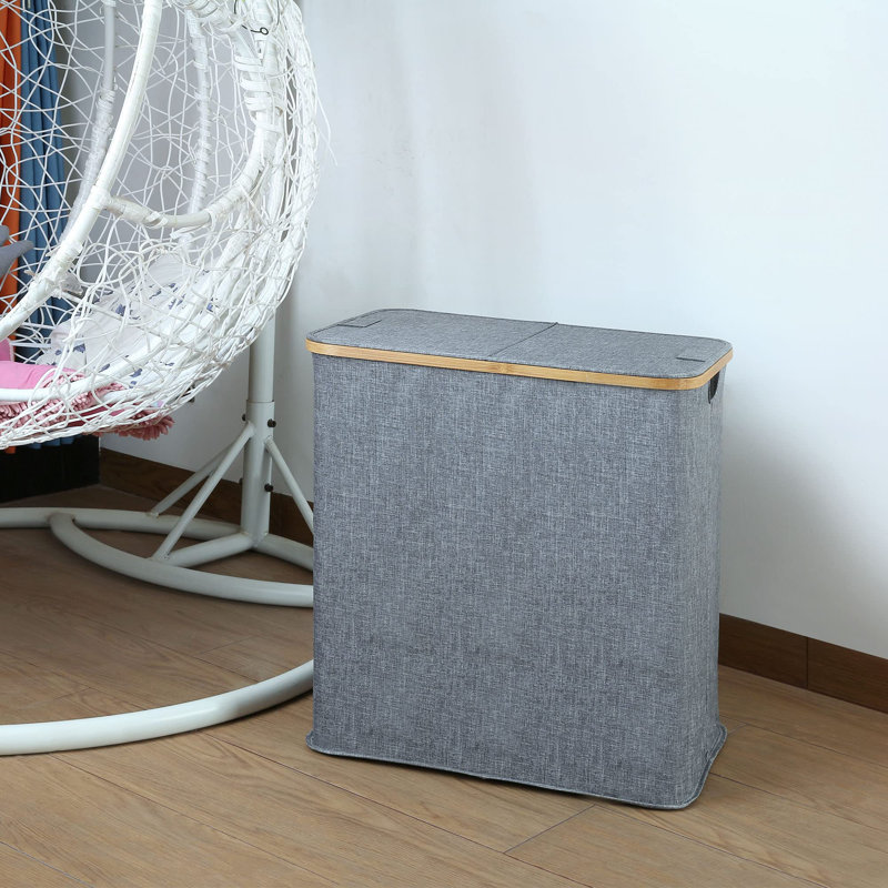Fabric Laundry Hamper with Handles, Blue Grey