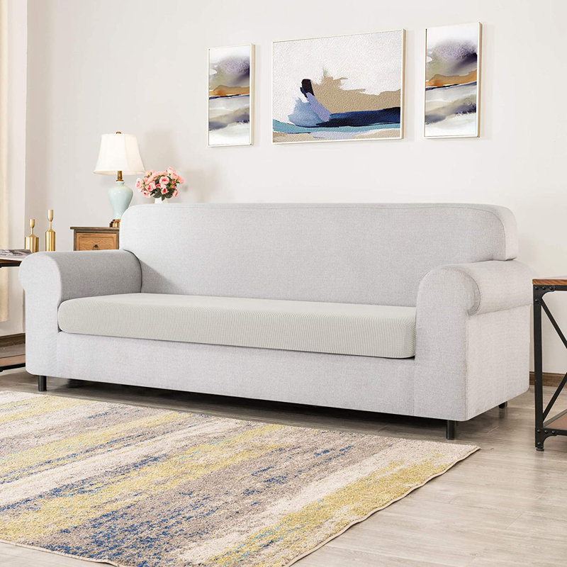 Housse pour canapé à coussins carrés / rectangulaires Dlerfeut, 9" H x 50" W x 27.5" D, Ivoire blanc