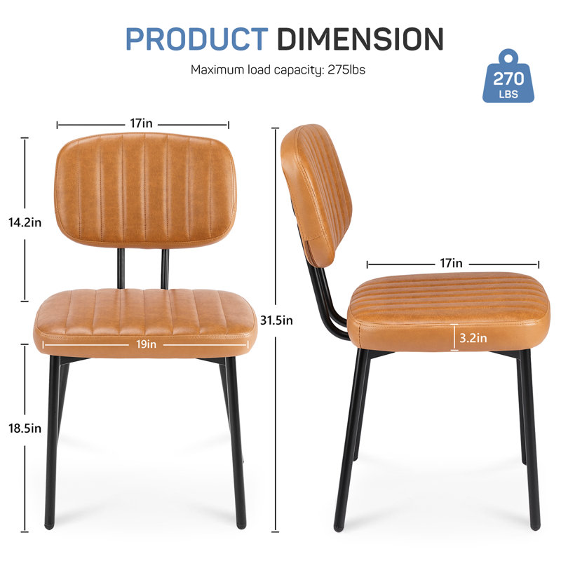 Dining Chairs, Upholstered Mid Century Modern Kitchen Dining Room Accent Chairs, Brown, 6