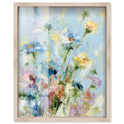 «Floral Impression I Shadowbox Print», art mural floral bleu par