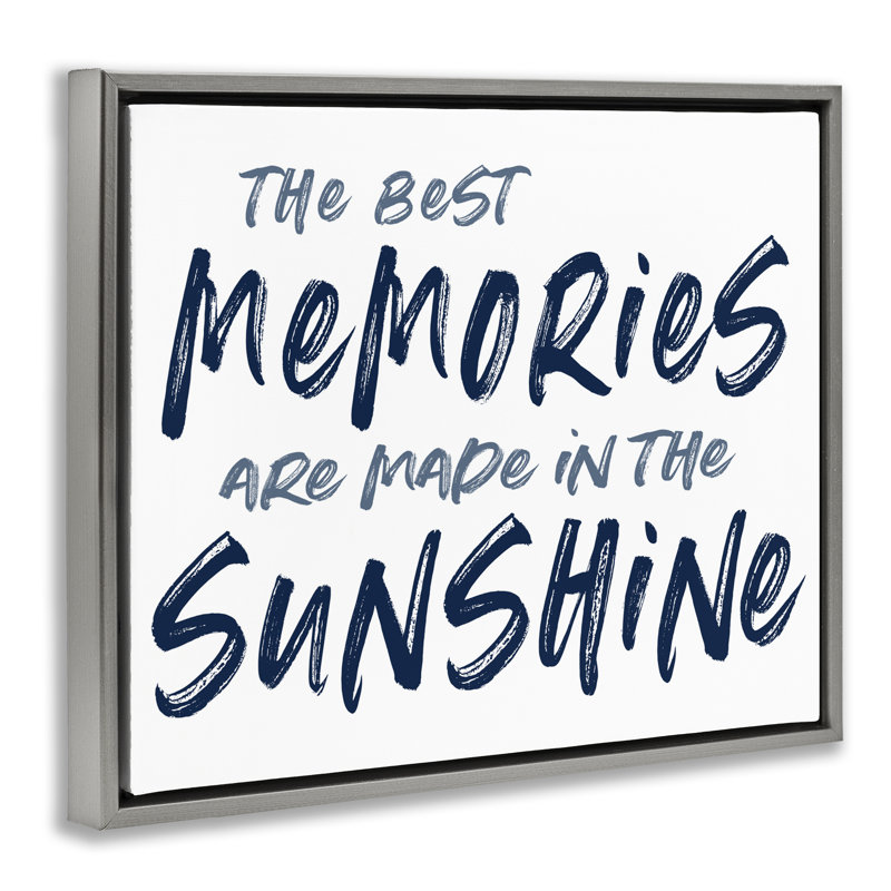 Cadre flottant Memories Made In Sunshine, design par lettré et doublé, H 25 po x l 31 po, Cadre flottant gris lustré