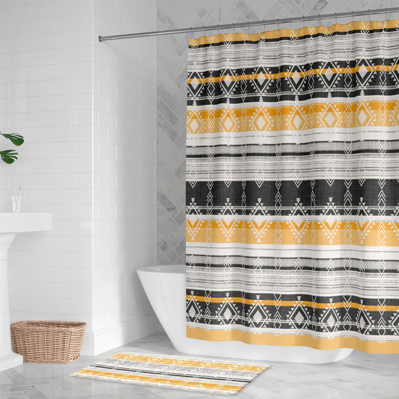 Rideau de douche Sierra, Noir / blanc / gris / jaune
