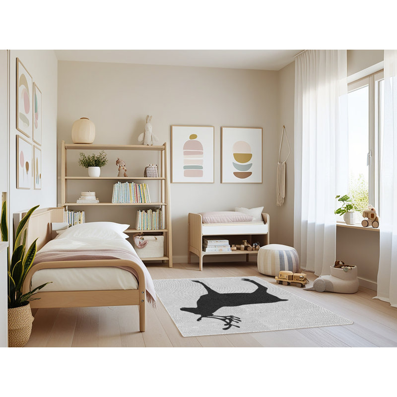 Tapis gris/zone noire à motifs, Rectangle 4 pi x 6 pi
