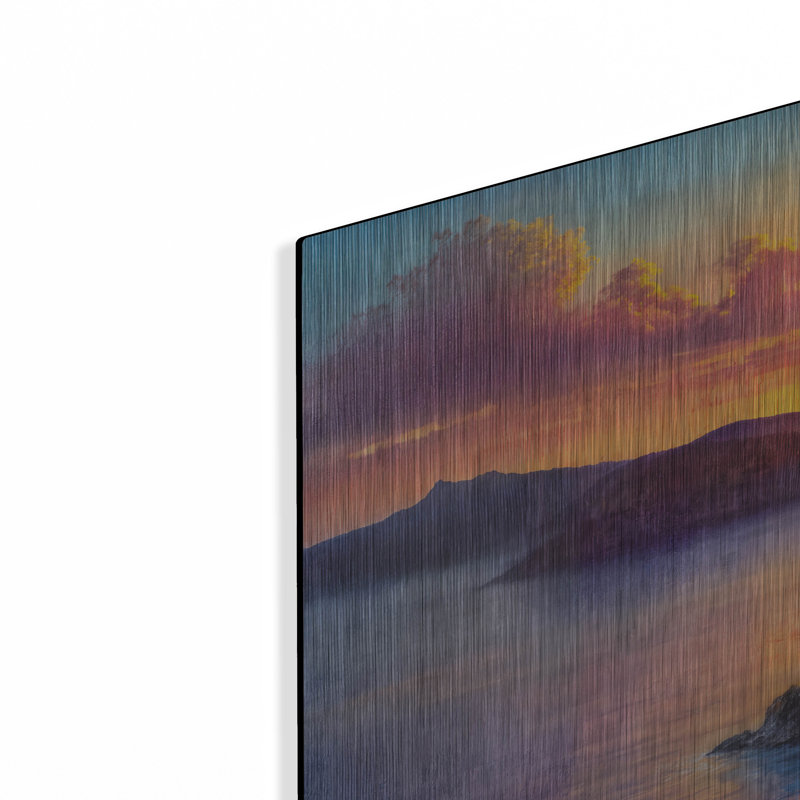 «Santorini Painted Sunset» par Rey Klimt, art mural en métal, H 24 po x l 48 po