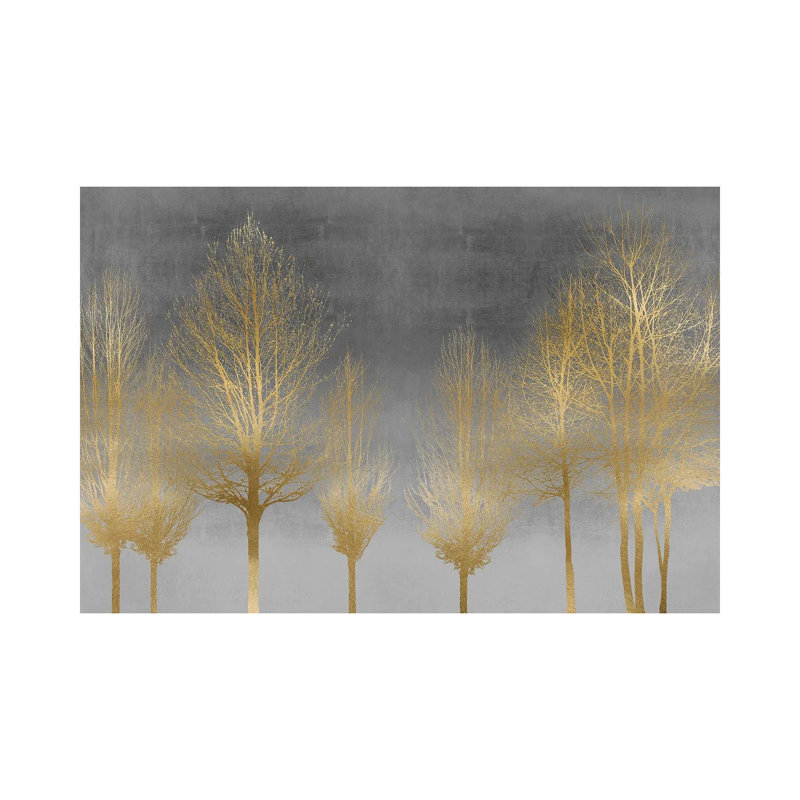 Gold Forest On Grey by Kate Bennett - Wrapped Canvas Painting, 101.6 cm H x 66.04 cm W x 1.91 cm D
