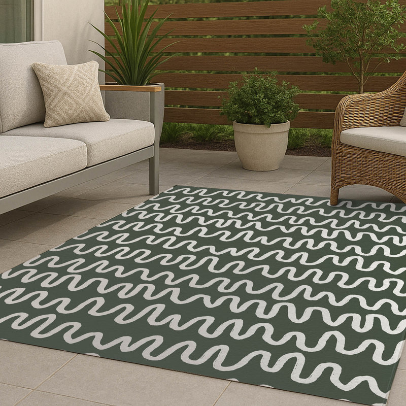 Tapis d'extérieur antidérapant à rayures Wiggle, Rectangle 5 pi x 7 pi