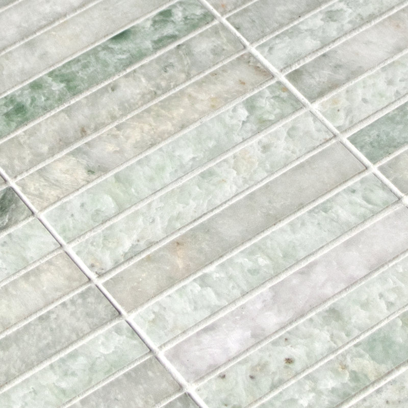 11.8" x 12" Stacked Polished Natural Marble Wall & Floor Mosaic Tile, Green