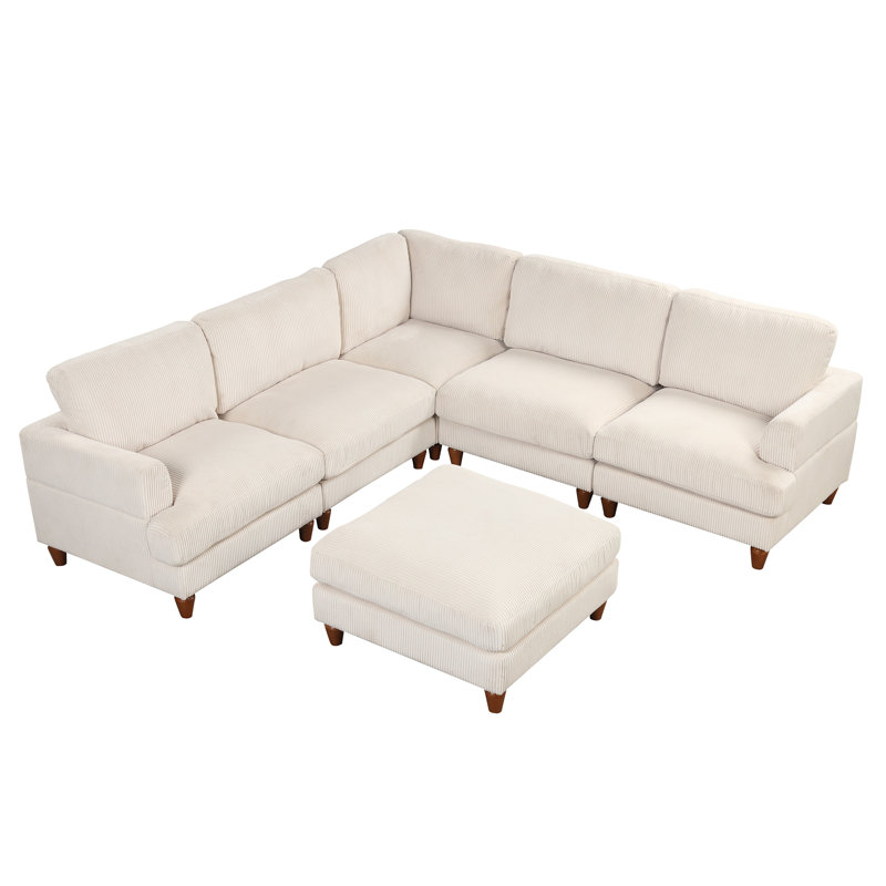Canapé modulaire 2 pièces Latetia, Polyester beige, H 33 po x l 101,2 po x P 25 po