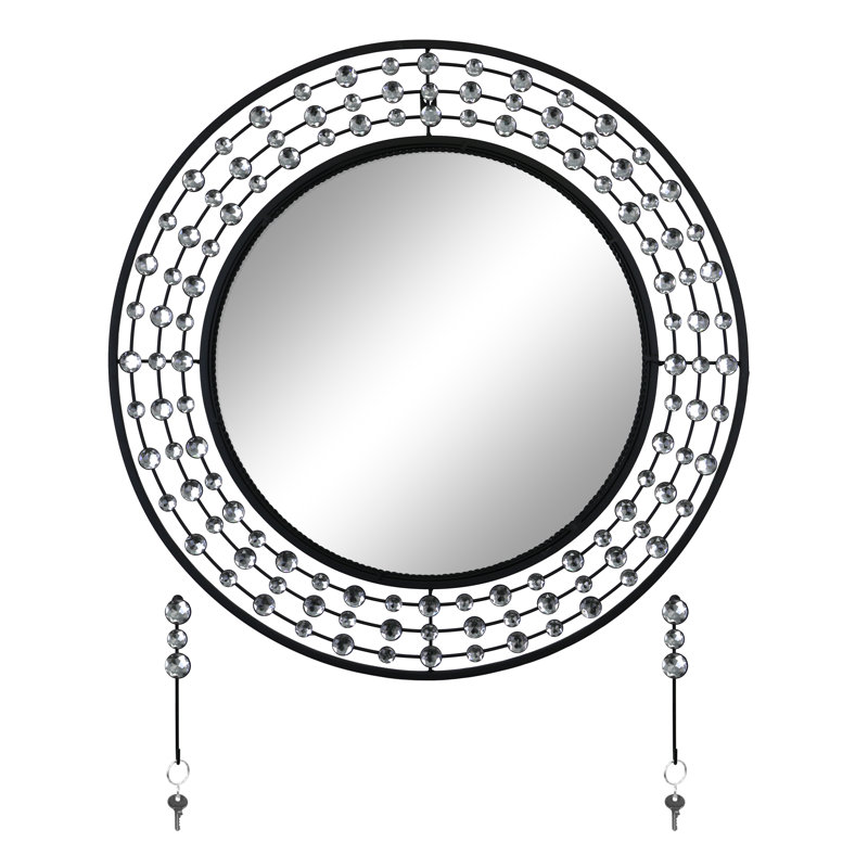 Elegant Bejeweled Round Entry Way Wall Mirror