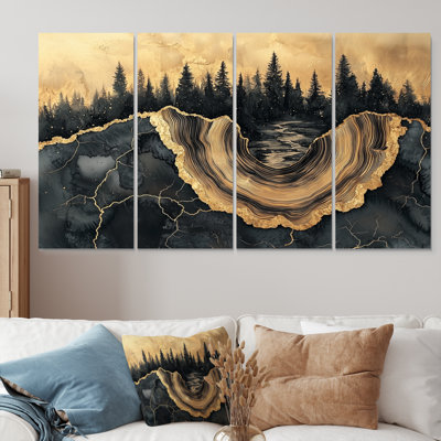 Forêt forêt de cristal onyx noir V - Art mural forêt - Art mural traditionnel