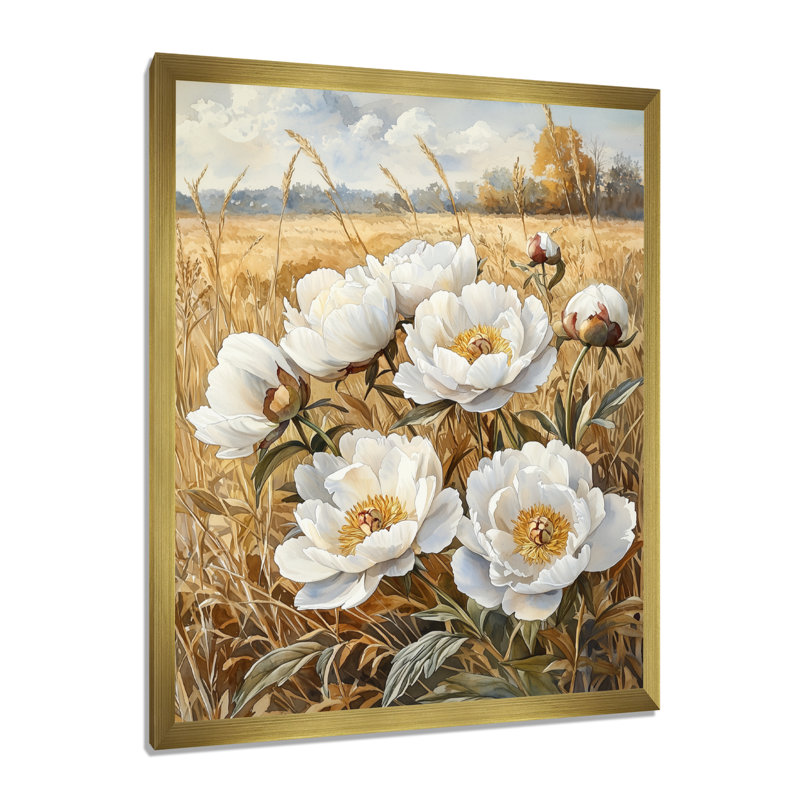 Barkett - impressions murales florales, H 20 po x l 12 po, Reproduction encadrée sans passe-partout, Doré
