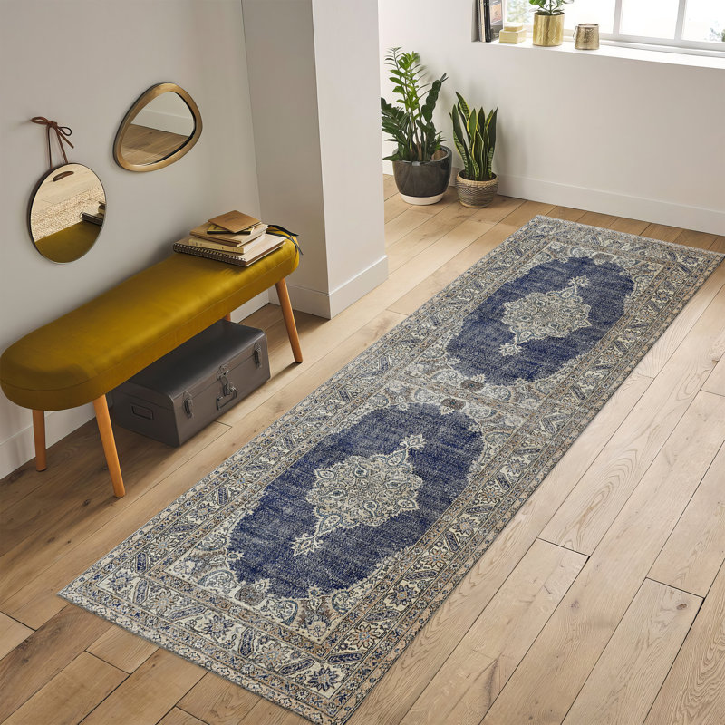 Plush High Pile Soft-Type Printed Rug with Intricate Geometric Design for an Elegant Touch to Your Living Room or Bedroom