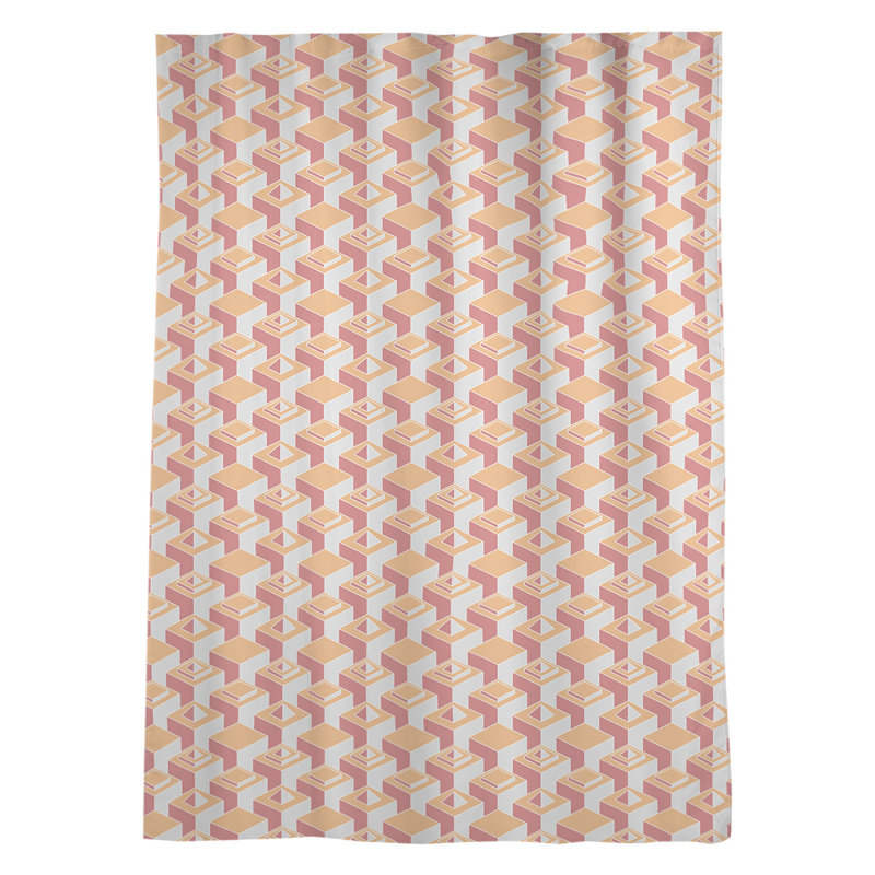 Panneau de rideau simple diaphane à motif géométrique avec passe-tringle classique, Orange/rouge