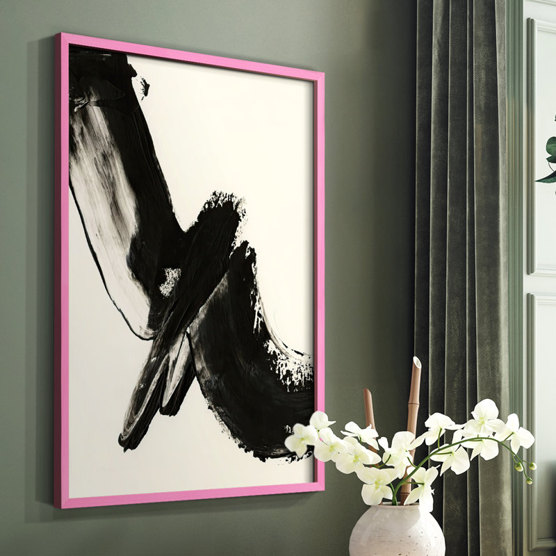 «Black Expression I», reproduction encadrée - bois massif, Rose, H 10 po x l 8 po