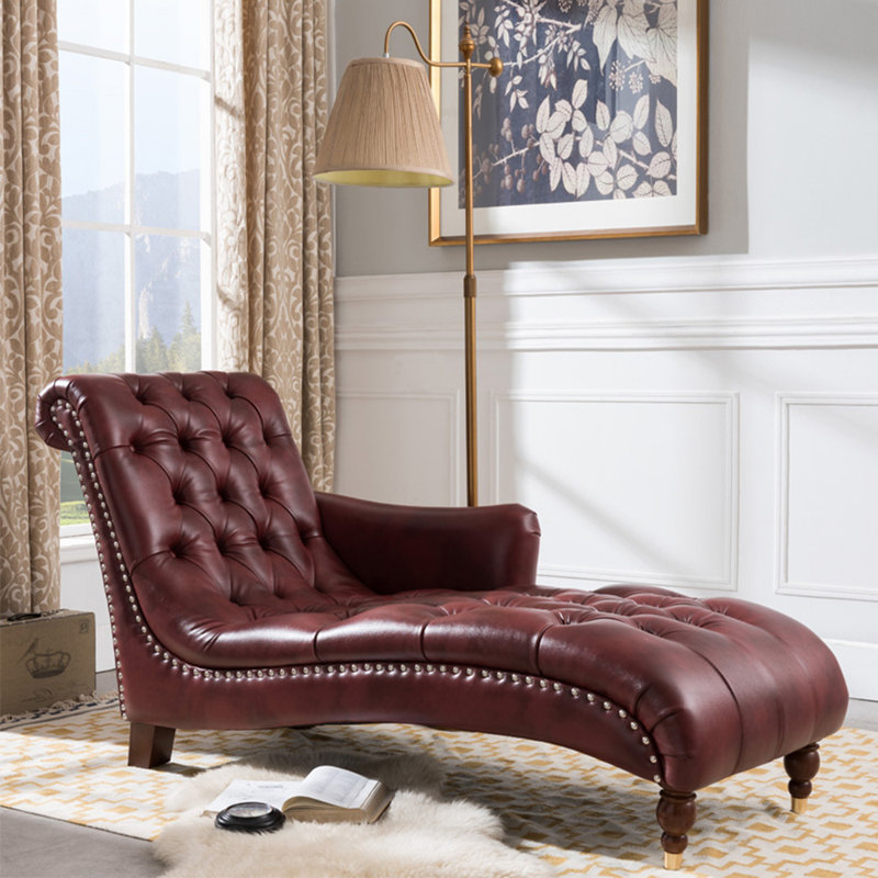 Chaise longue élégante de qualité loisir, Accoudoir à gauche (vu de face), Brun foncé/or, Vin rouge