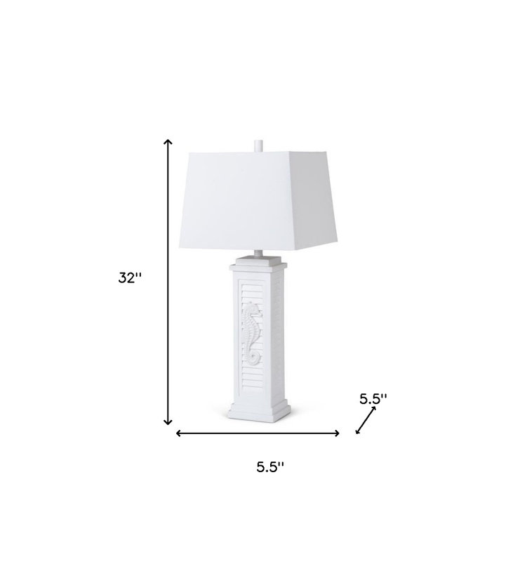 Set of Two 32" White Table Lamp Coastal With White Shade