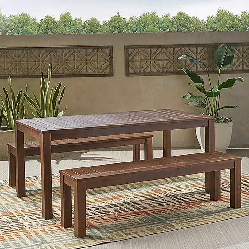 Outdoor Table And Two Benches